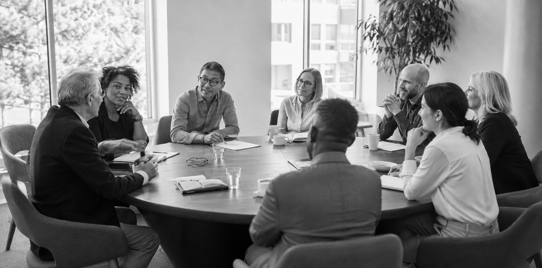 Public service colleagues taking part in a roundtable discussion
